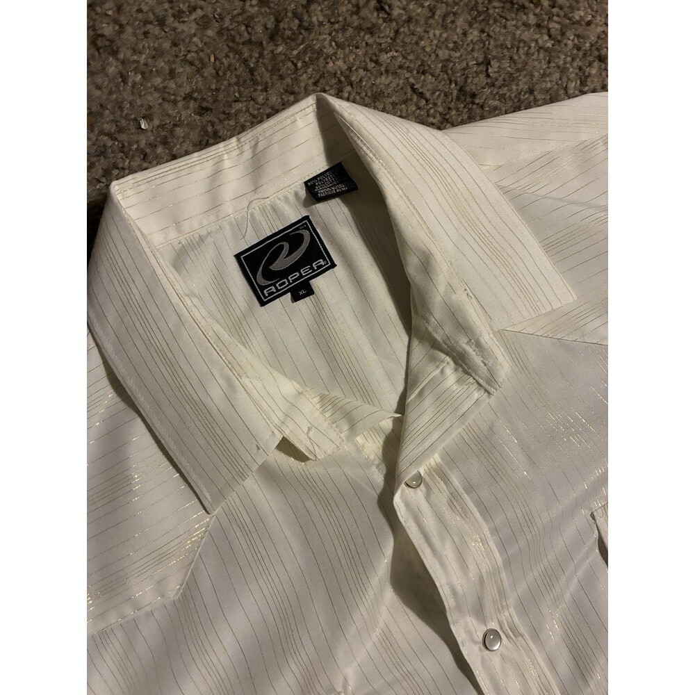 Roper Western Dress Shirt Mens Size XL Button Up Long Sleeve Diamond Pearl Snap